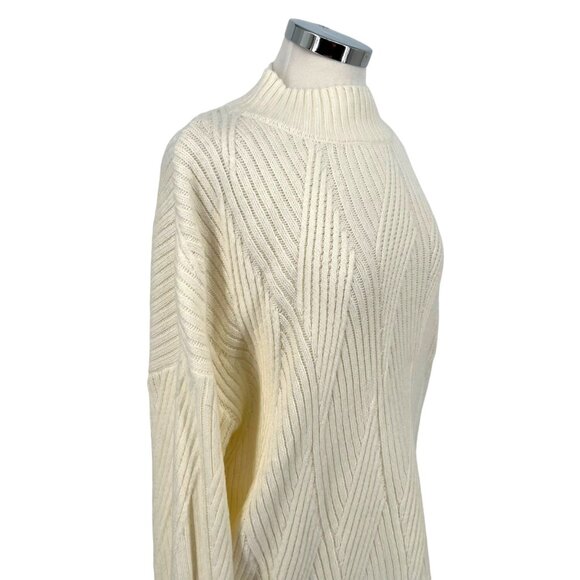 Market & Spruce Shaker Mock Neck Sweater Ivory Cream Size XXL NWT - Picture 5 of 11